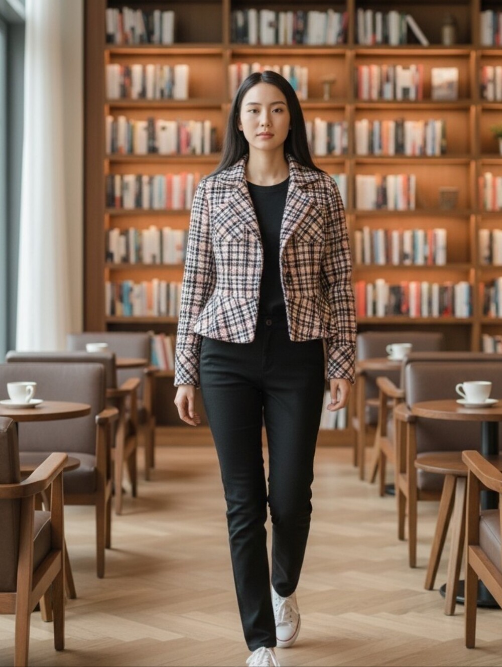 Vero Moda Pink and Black Blazer Tailored Suit Jacket